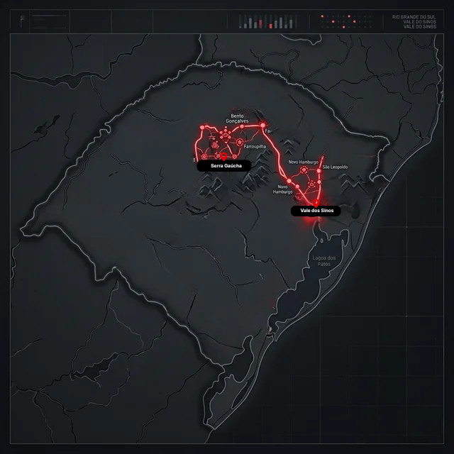 Mapa de Rotas RS — Forromeco Transportes